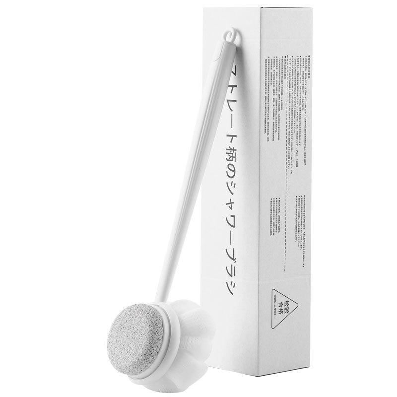 Long-handled pumice stone and shower brush, callus remover, 2-in-1 foot brush, back brush for deep shower cleaning and exfoliation, dry brush body brush